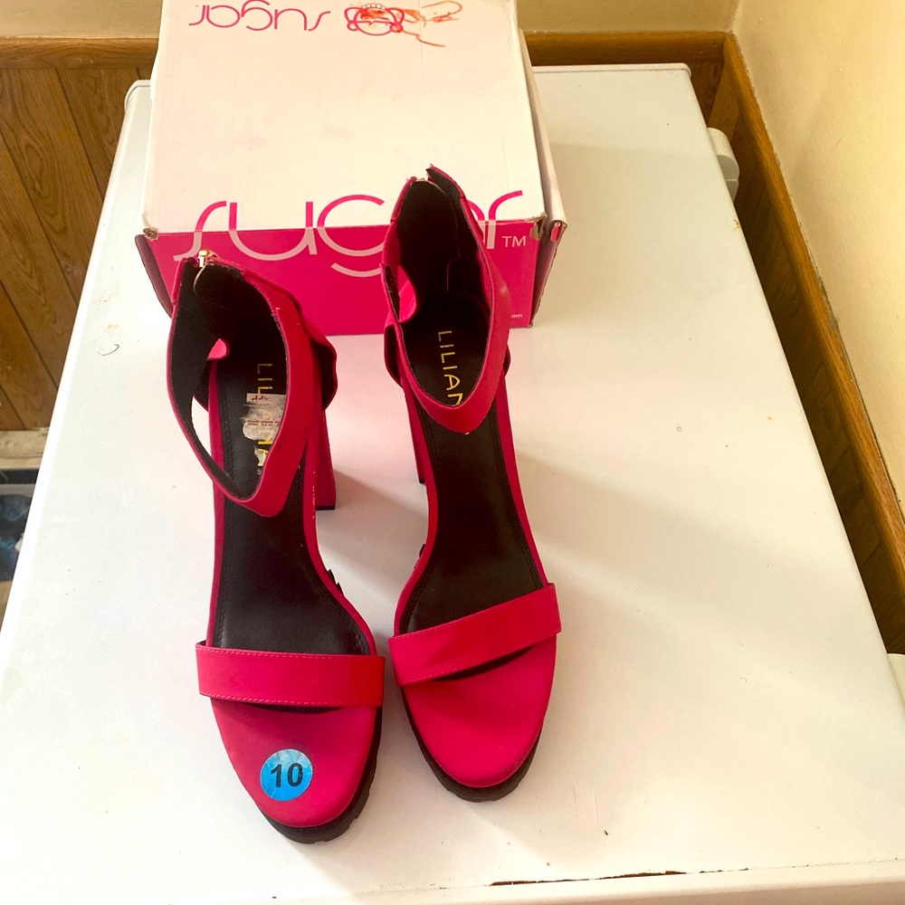 Fuchsia-Pink 3 1/2 heel Sandals
